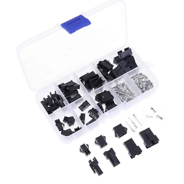 JST SM Konnektör Set 200 Parça Set Kutulu 2 3 4 5 Pin Erkek Dişi Terminal Konnektör Sıkmalı Pin Elektrik Tel Bağlantısı Kablo Dron Led Elektrikli Bisiklet Scooter Araba