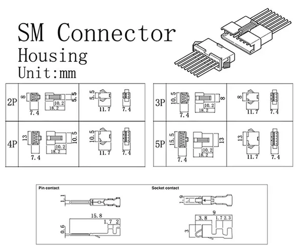JST SM Konnektör Set 200 Parça Set Kutulu 2 3 4 5 Pin Erkek Dişi Terminal Konnektör Sıkmalı Pin Elektrik Tel Bağlantısı Kablo Dron Led Elektrikli Bisiklet Scooter Araba - Resim 3