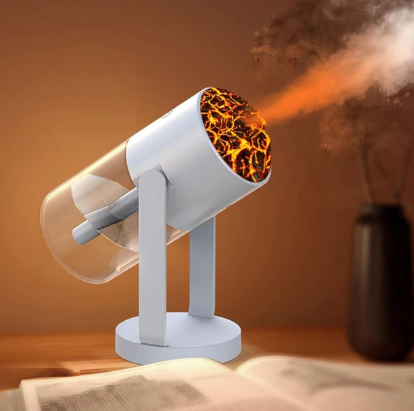 QASUL Projektör Görünümlü  RGB Işıklı Gece Lambası ve Buhar Makinesi Bir Arada Ev Ofis İçin