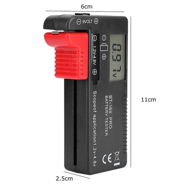 BT-168 PRO Pil Test Cihazı AA AAA C D 9V 18650 16340 14500 10440 1.2V 1.5V  3V 3.7V 4.8V Dijital Ölçü Aleti Voltmetre Akü Voltaj Göstergesi - 3