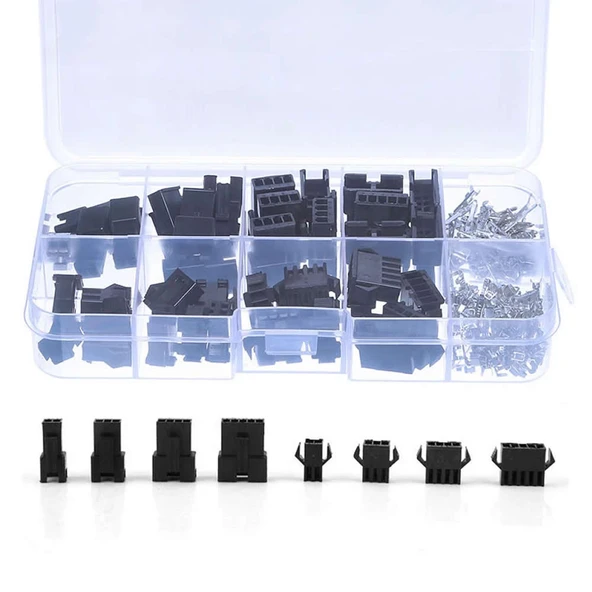 JST SM Konnektör Set 200 Parça Set Kutulu 2 3 4 5 Pin Erkek Dişi Terminal Konnektör Sıkmalı Pin Elektrik Tel Bağlantısı Kablo Dron Led Elektrikli Bisiklet Scooter Araba - Resim 8