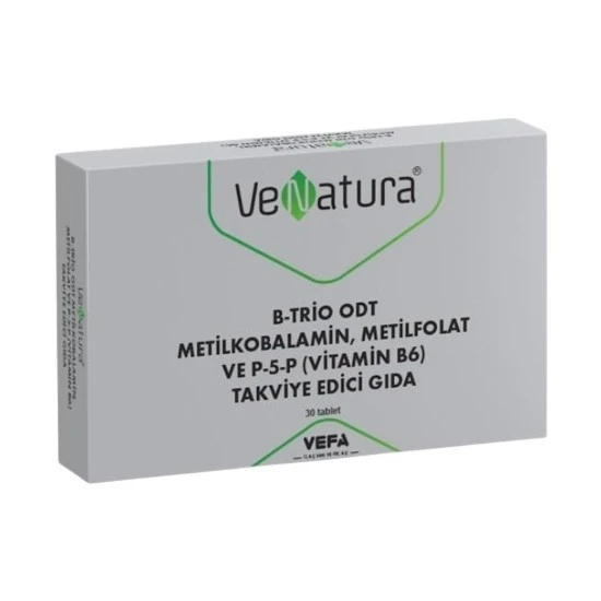 Venatura B-Trio Odt Metilkobalamin, Metilfolat ve P-5-P (Vitamin B6) Takviye Edici Gida 30 Tablet