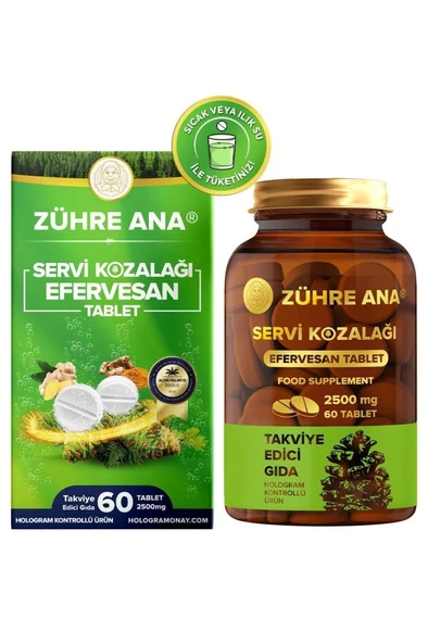 Zühre Ana Servi Kozalağı Efervesan Tablet 2500 Mg 60 Tablet