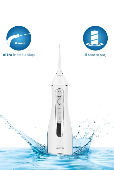 KUMTEL Caremi Şarjlı Taşınabilir 3 Başlıklı Diş Ve Ağız Duşu Hdd-01 Beyaz - 4