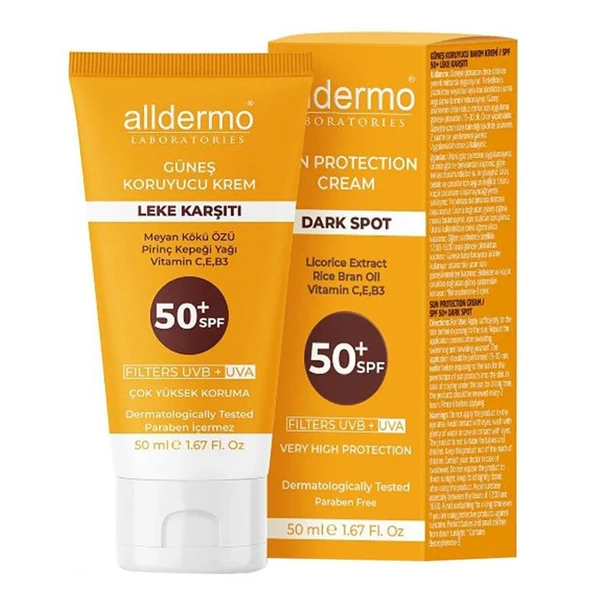 Alldermo SPF 50+ Leke Karşıtı Krem 50 ml Tüp