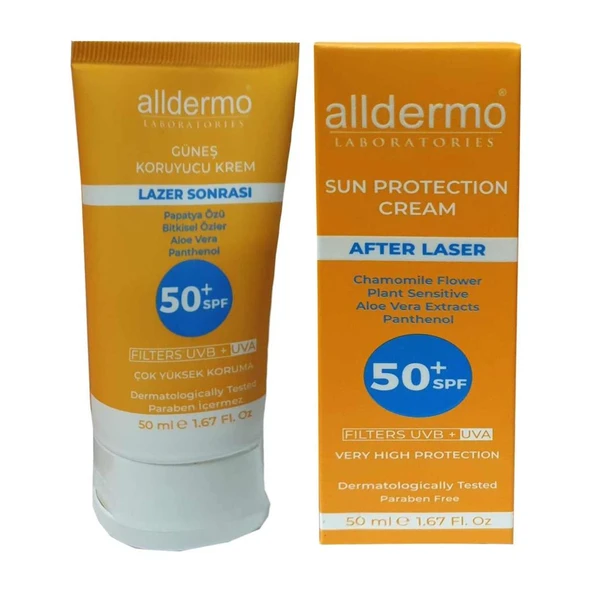 Alldermo SPF 50+ Lazer Epilasyon Sonrası Krem 50 ml Tüp