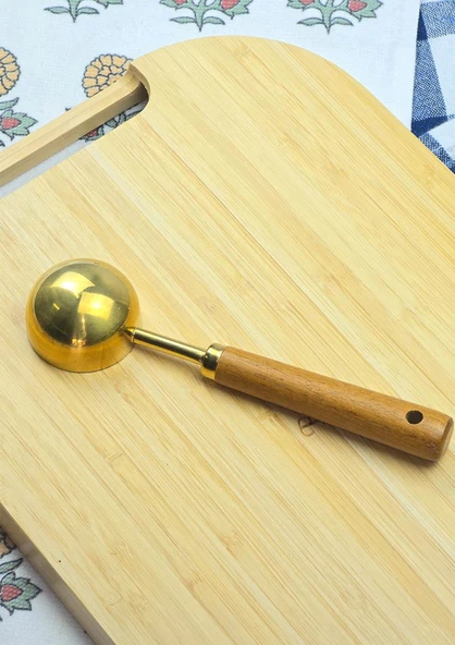 Ahşap Saplı Gold Ölçü Kaşığı Takımı - 2'li Kahve Ölçüm Kaşığı - 30 + 60 ML - 3
