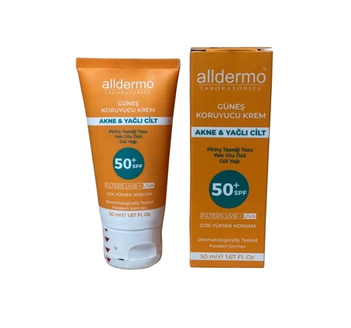 Alldermo SPF 50+ Akne Yağlı Cilt Krem 50 ml Tüp