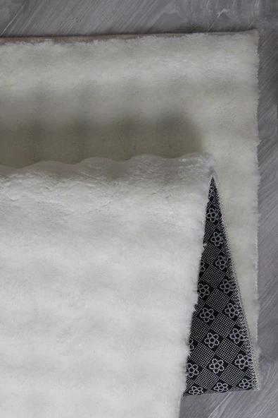 Bubble Yuvarlak Krem Uzun Tüylü Yumuşak Peluş Kaymaz Yıkanabilir Salon Oturma Odası Balkon Halısı - 3