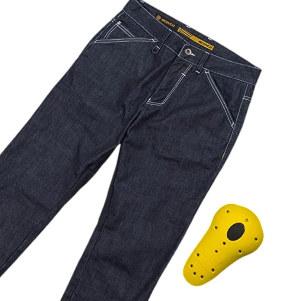 SCOYCO P-074 KORUMALI MOTOSİKLET KOT PANTOLON MAVİ - 3