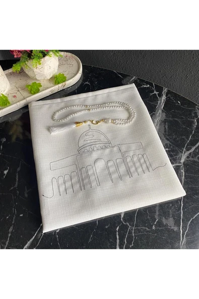 Mescidi Aksa Desenli Keten Minimal Seccade ürün görseli