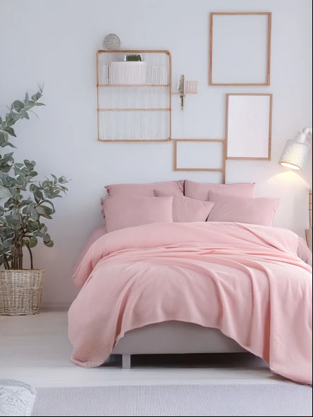 Upstyle Ecocel Pike Örtü Battal 220x230cm Karde PudraPembe