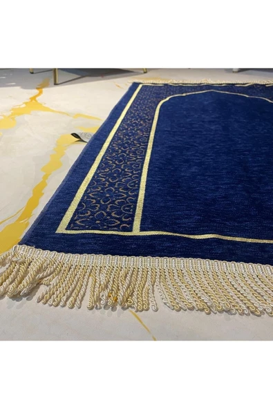 İsme Özel Mihrap Desenli Ultra Plus Şönil Namaz Seccadesi - Mavi - 3