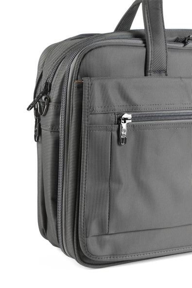 Ççs 71243 Gri Kumaş Laptop Bölmeli Evrak Çantası - 3