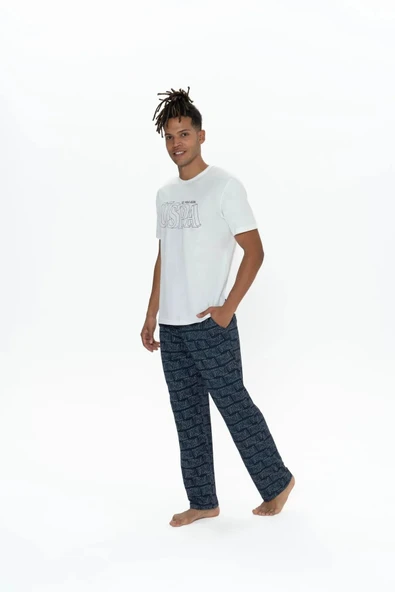 U.S. Polo Assn. Erkek 3'lü %100 Pamuk Pijama Takımı - 10
