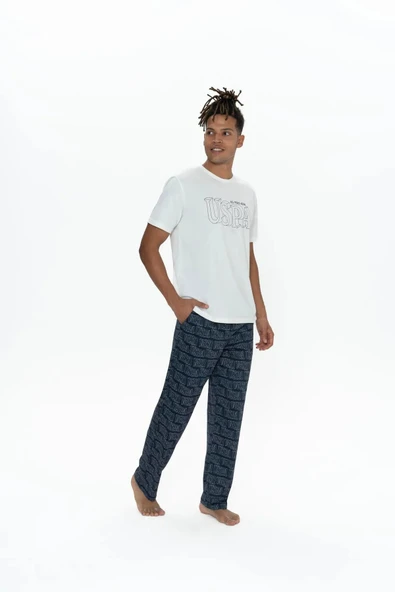 U.S. Polo Assn. Erkek 3'lü %100 Pamuk Pijama Takımı - 12