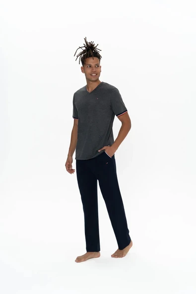 U.S. Polo Assn. Erkek Battal Boy V Yaka Pijama Takım - 2
