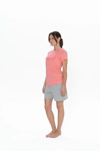 U.S. Polo Assn. Kadın Yuvarlak Yaka Renkli Pijama Şort Takım - 2
