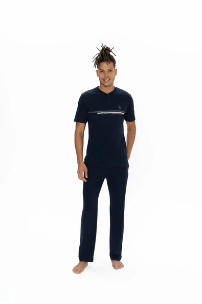U.S. Polo Assn. Erkek Alt Üst Düğmeli Pijama Takımı