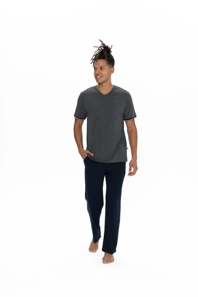 U.S. Polo Assn. Erkek Battal Boy V Yaka Pijama Takım
