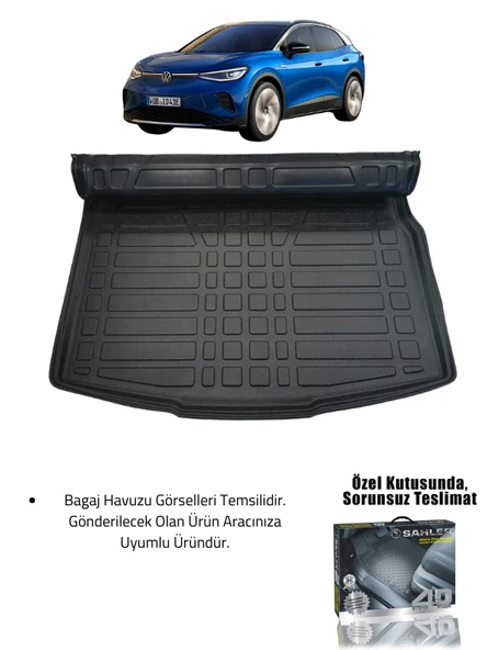 Sahler Volkswagen ID.4 2020+ Uyumlu 4.5d Premium Havuzlu Oto Paspas ve Liner Marka 3D ALT Bagaj Havuzu - 2