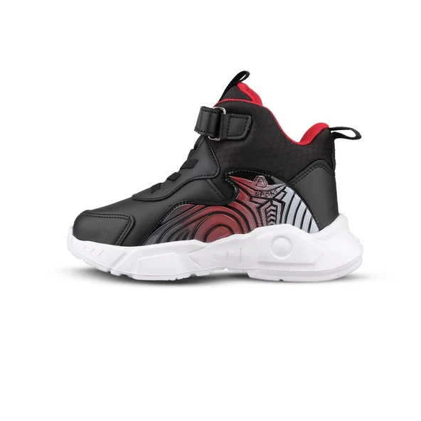 Büyük Kız Çocuk Sneaker Bot - Siyah-Kırmızı, Bilek Boy - 2