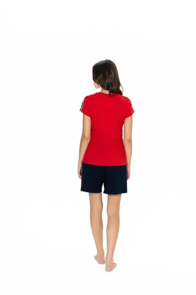 U.S. Polo Assn. Kadın Yuvarlak Yaka Alt Üst Pijama Şort Takım - 8