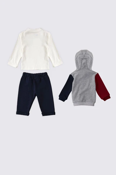 U.S. Polo Assn Fermuarlı Kapüşonlu Bebek 3Lü Takım - 6