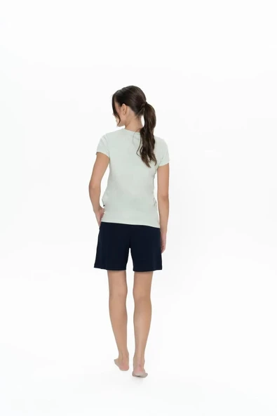 U.S. Polo Assn. Kadın Yuvarlak Yaka Renkli Pijama Şort Takım - 12