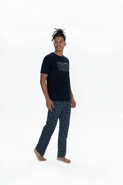 U.S. Polo Assn. Erkek 3'lü %100 Pamuk Pijama Takımı - 3
