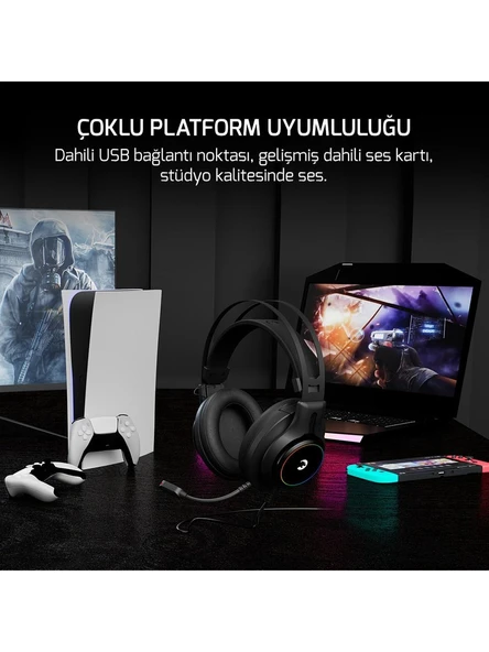 Gamepower Kugo Gamepower Kugon Siyah 7.1 Rainbow Rgb Gaming Kulaklık - 6