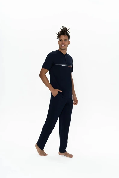 U.S. Polo Assn. Erkek Alt Üst Düğmeli Pijama Takımı - 2