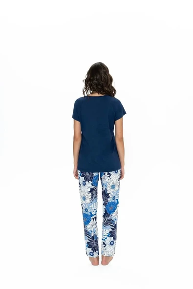 U.S. Polo Assn. Kadın Kısa Kollu Çiçek Desenli Alt Üst Pijama Takım - 4
