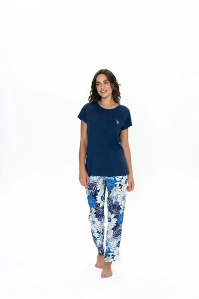 U.S. Polo Assn. Kadın Kısa Kollu Çiçek Desenli Alt Üst Pijama Takım