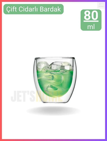 12’li Set Espresso Bardağı 80 ml Kahve Bardağı Çift Cidarlı Bardak Viski Bardağı - 4