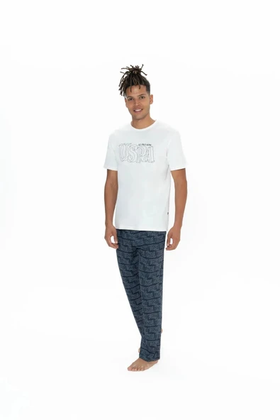 U.S. Polo Assn. Erkek 3'lü %100 Pamuk Pijama Takımı - 8