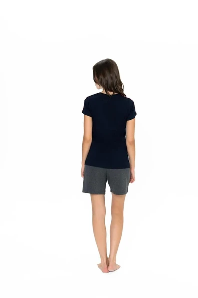 U.S. Polo Assn. Kadın Yuvarlak Yaka Alt Üst Pijama Şort Takım - 4