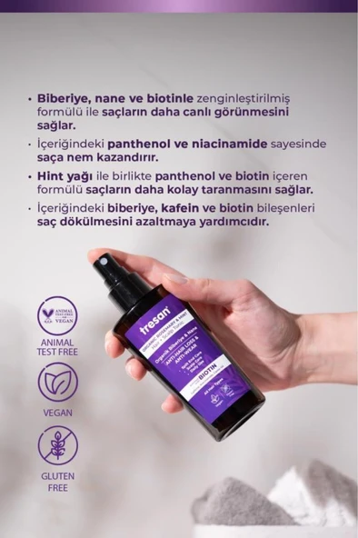 Tresan Organik Biberiye & Nane Dökülme ve Yıpranma Karşıtı Saç Toniği 125 ml - 2