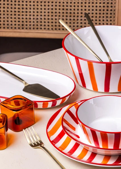 The Mia Joy Oval Servis 2li Set Kırmızı 14x26x3 cm - 3