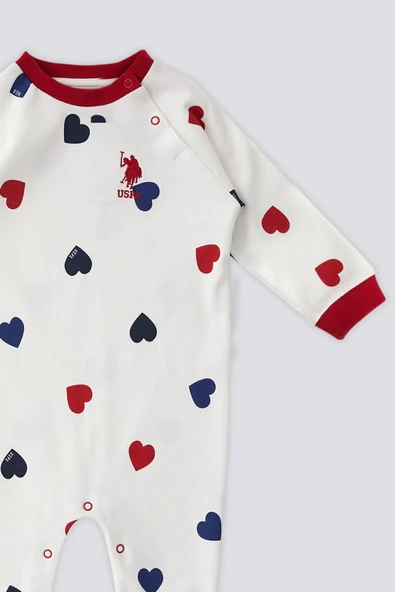 U.S. Polo Assn  Kalp Desen Çıtçıt Yaka Bebek Tulum - 3
