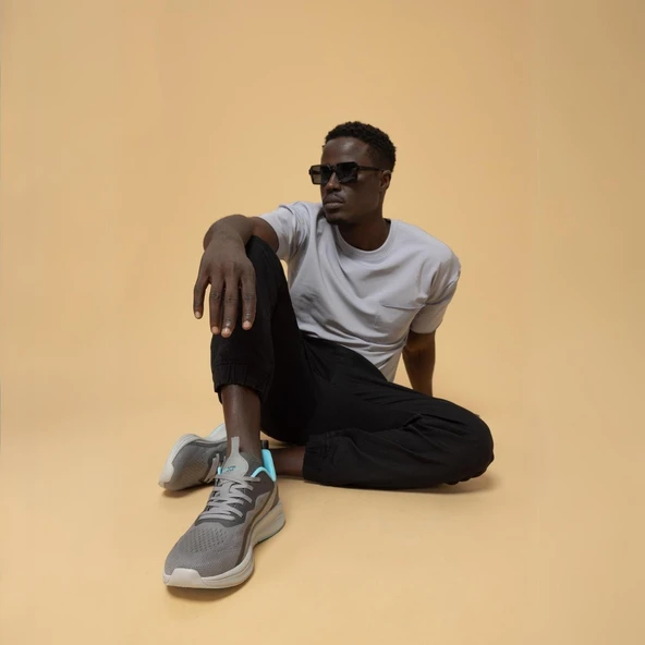 Erkek Spor Ayakkabı - Gri, Fileli - Resim 3