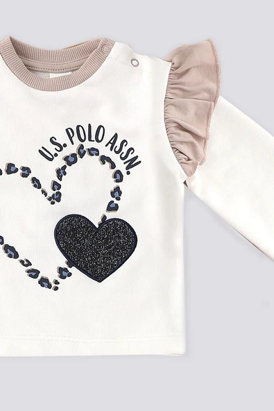 U.S. Polo Assn  Kalp Baskı Fırfır Detay Bebek 2 Li Takım - 3