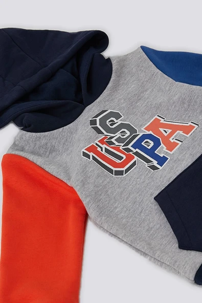 U.S. Polo Assn Kanguru Cep Kapüşonlu Bebek 2 Li Takım - 2