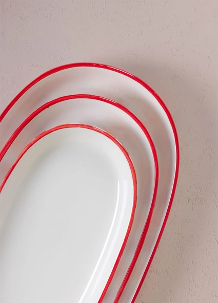 The Mia Joy Oval Servis 2li Set Kırmızı 14x26x3 cm - 2