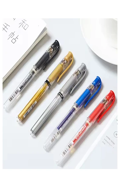 Altın Sarı İmza Kalemi 3 Adet Uniball Signo Broad 1.0 mm Roller Pilot Kalem Um-153 Yaldızlı Davetiye Kalemi Mürekkepli - Resim 4