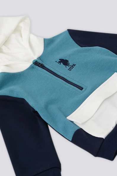 U.S. Polo Assn Kapüşonlu Fermuar Yaka Detay Bebek 2 Li Takım - 6