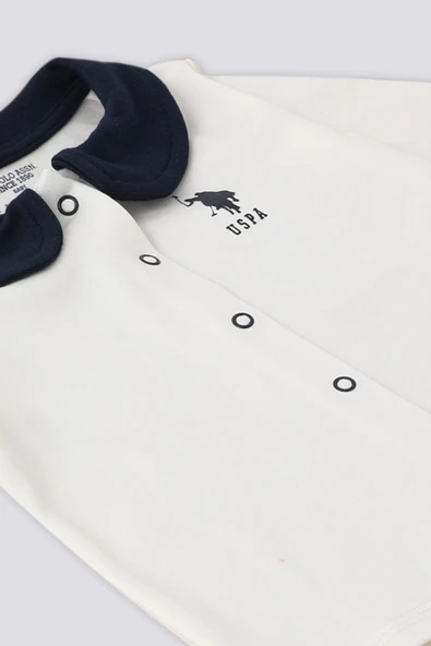 U.S. Polo Assn Krem Çıtçıtlı Gömlek Yaka Patikli Alt Bebek 3Lü Takım - 3