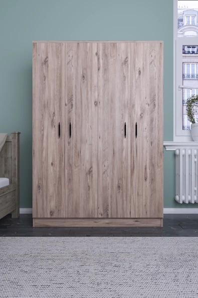 ABETE 4 Kapılı Gardırop (ELBİSE DOLABI-YÜKLÜK-KİLER) / Atlantik Çam - 2