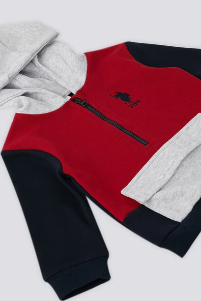 U.S. Polo Assn Kapüşonlu Fermuar Yaka Detay Bebek 2 Li Takım - 2