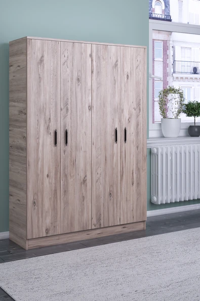 ABETE 4 Kapılı Gardırop (ELBİSE DOLABI-YÜKLÜK-KİLER) / Atlantik Çam